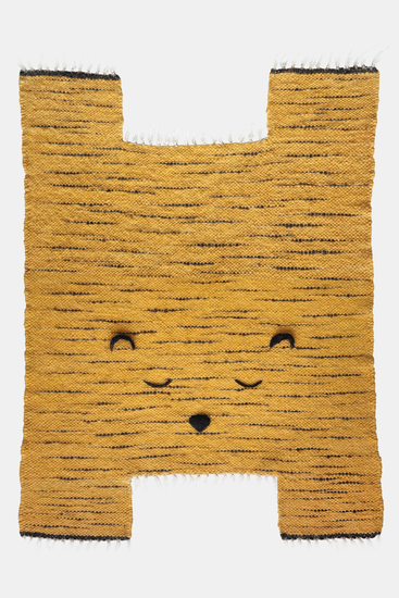 Orange tiger-shaped wool rug for kids room decor