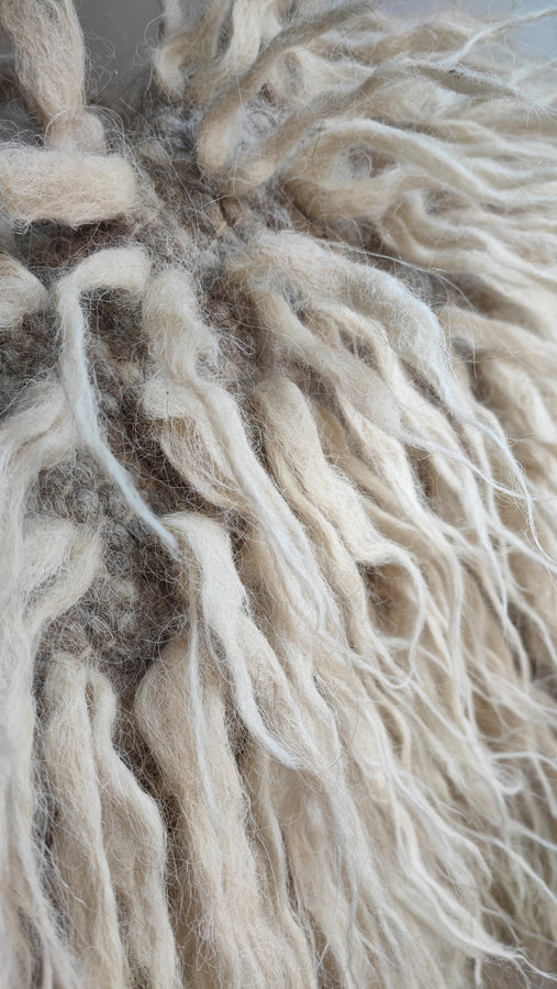 Vovnya gray flokati wool rug