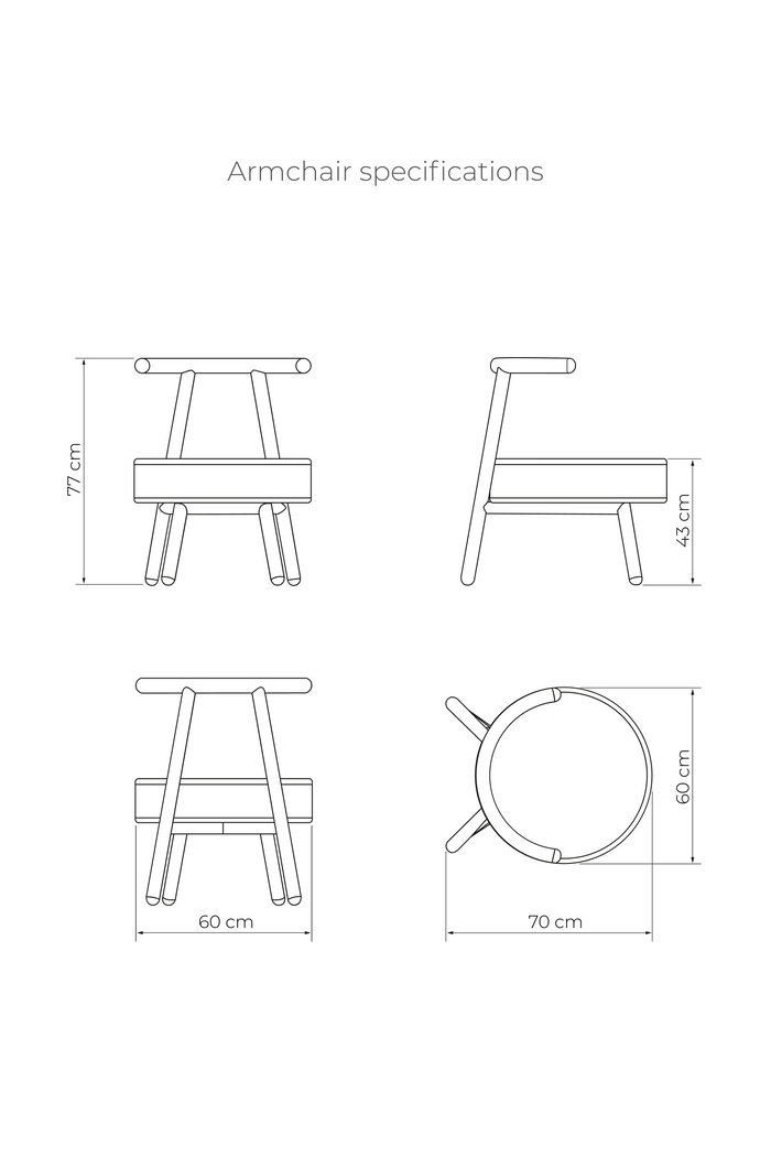 Detailed scheme with dimensions of the MAPICO chair