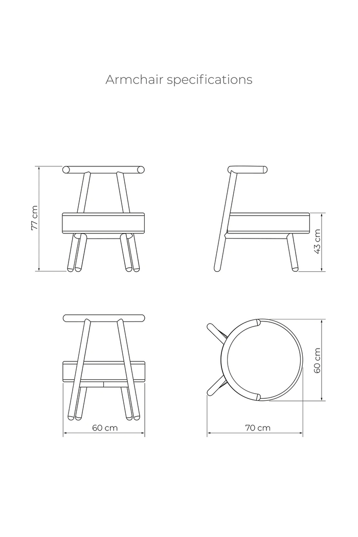 Detailed scheme with dimensions of the MAPICO chair