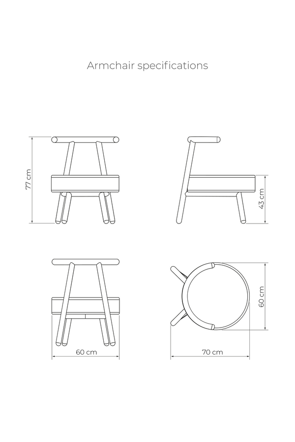 Detailed scheme with dimensions of the MAPICO chair