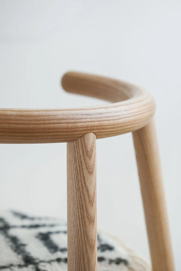 Detail view of Mapico chair's traditional Hutsul-inspired wool weave