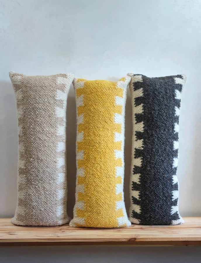 Set of decorative Murafa wool pillows with geometric ornament