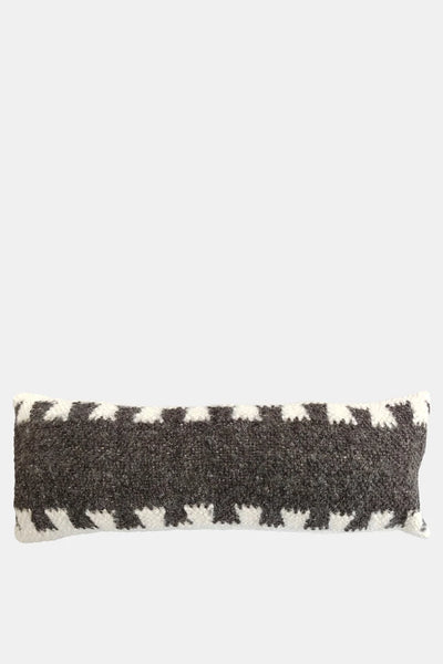 Murafa lumbar pillow with handwoven geometric wool pattern