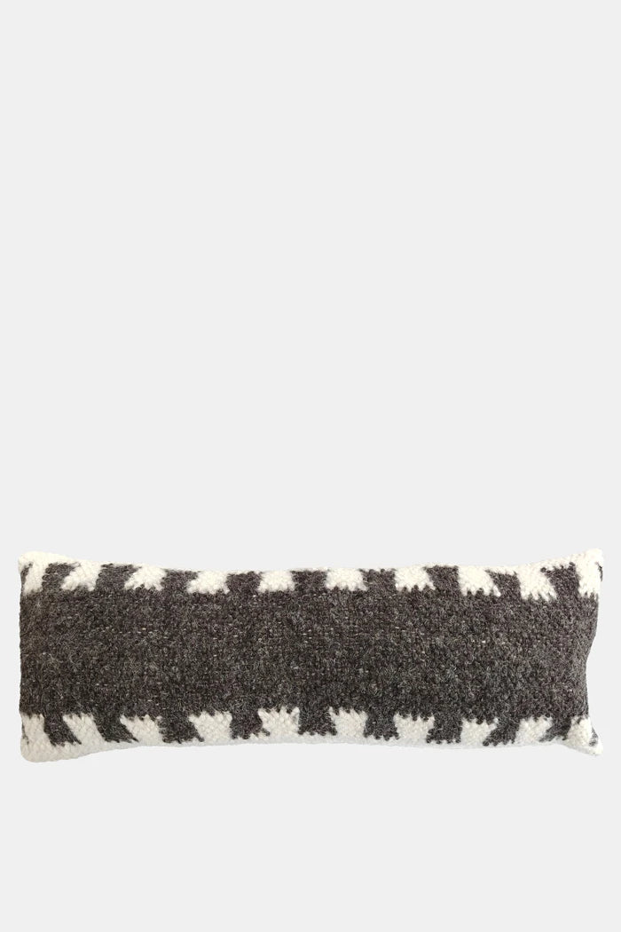 Murafa lumbar pillow with handwoven geometric wool pattern