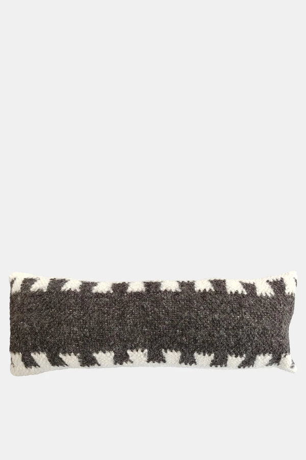 Murafa lumbar pillow with handwoven geometric wool pattern